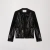 Veste courte à sequins noirs