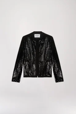 Veste courte à sequins noirs