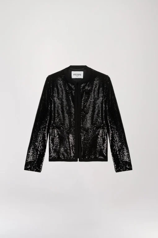 Veste courte à sequins noirs