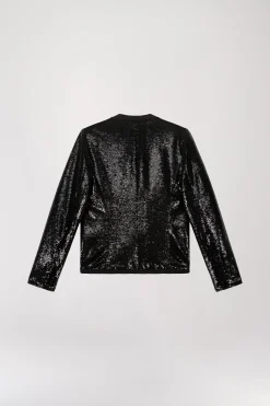 Veste courte à sequins noirs