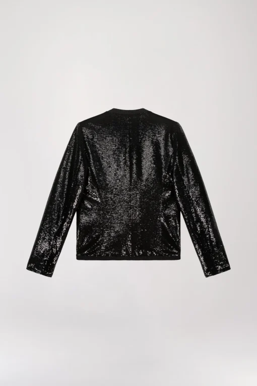 Veste courte à sequins noirs