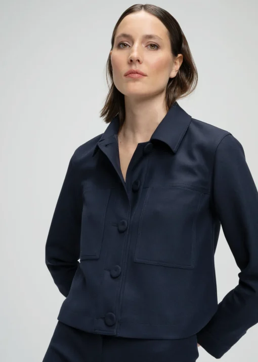 Veste courte coupe structurée marine