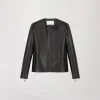 Veste courte en cuir noir