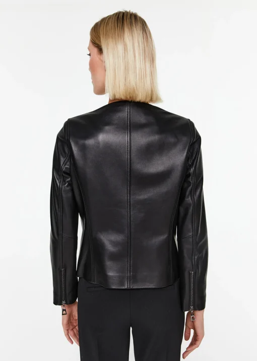 Veste courte en cuir noir