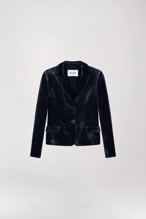 Veste courte en velours marine