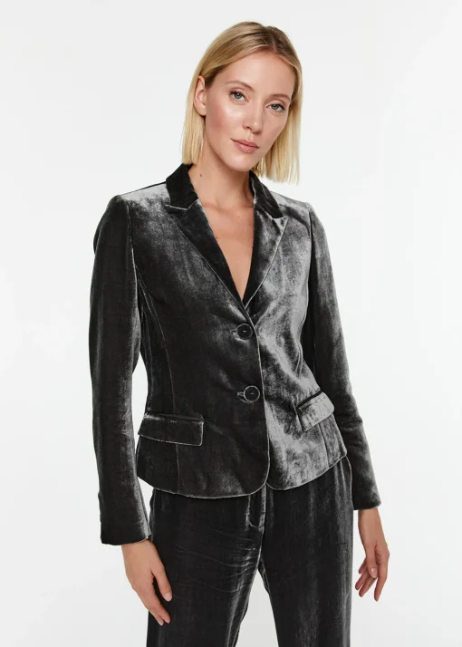 Veste courte en velours vert foncé