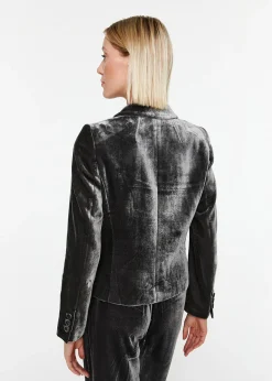Veste courte en velours vert foncé