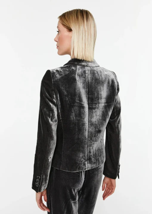 Veste courte en velours vert foncé