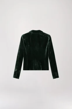 Veste courte en velours vert foncé