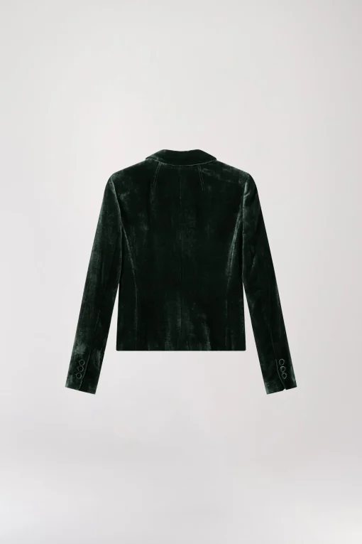 Veste courte en velours vert foncé