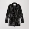 Veste de tailleur à sequins noirs