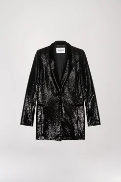 Veste de tailleur à sequins noirs