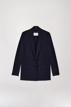 Veste de tailleur en lin marine
