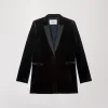 veste de tailleur en velours marine