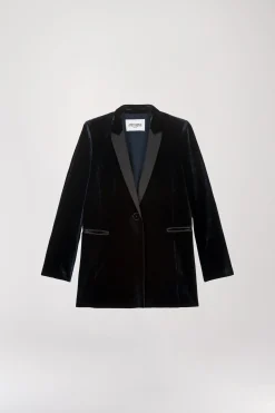 veste de tailleur en velours marine