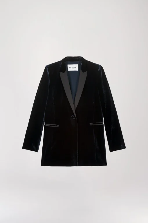 veste de tailleur en velours marine