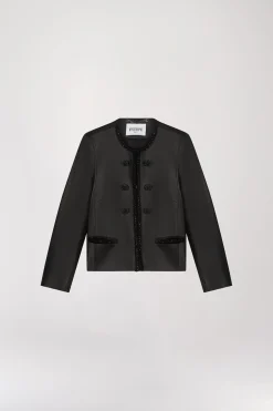 Veste en cuir tressé noir