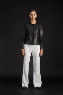 Veste en cuir tressé noir