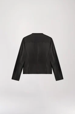 Veste en cuir tressé noir
