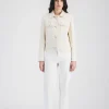 Veste en tweed blanc col chemise