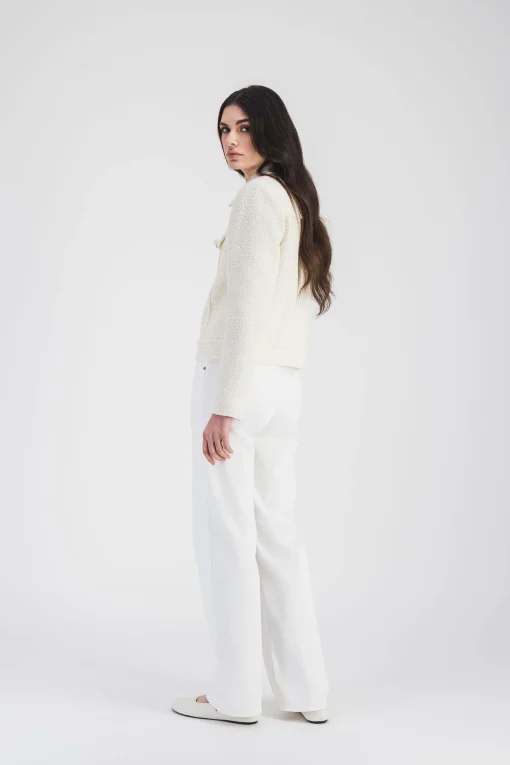 Veste en tweed blanc col chemise
