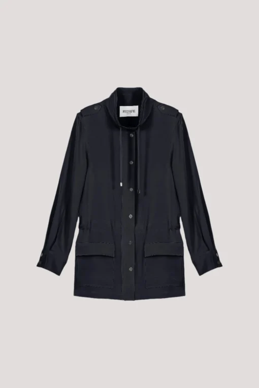 Veste fluide saharienne marine