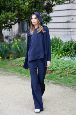 Veste fluide saharienne marine