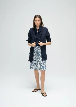 Veste fluide saharienne marine