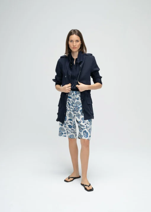 Veste fluide saharienne marine