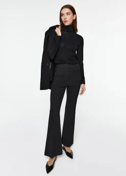 Veste longue croisée en laine noir