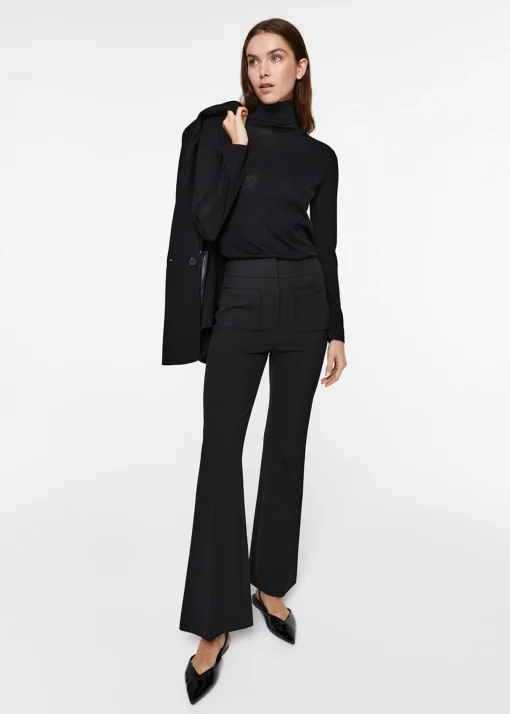 Veste longue croisée en laine noir