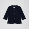 Veste marine avec boutons oeillet
