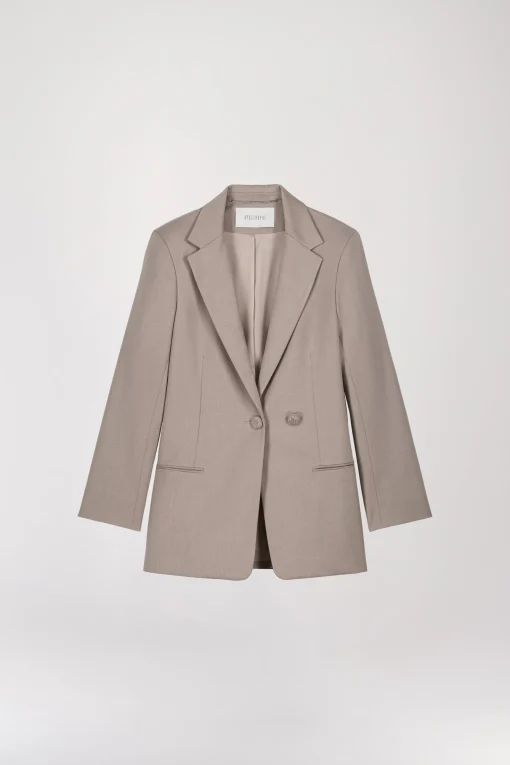 Veste Oversize Taupe moyen à Col Tailleur