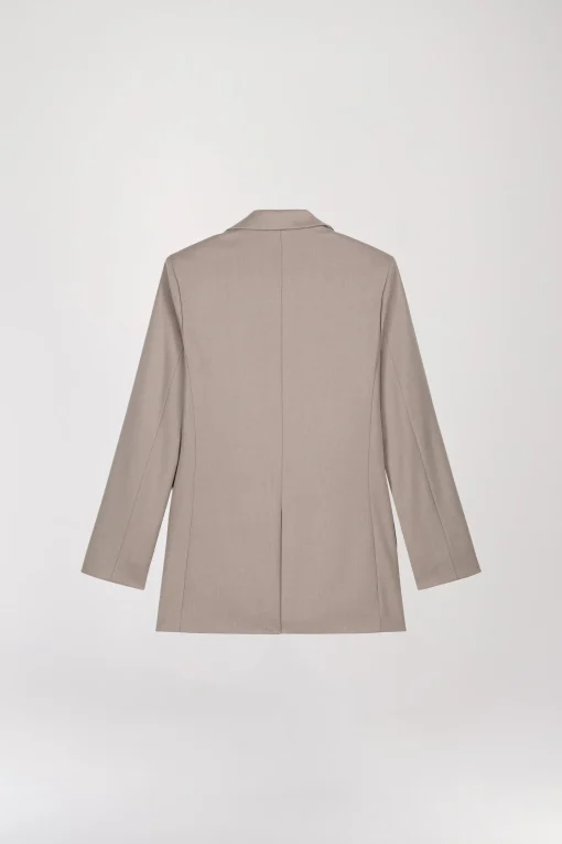 Veste Oversize Taupe moyen à Col Tailleur