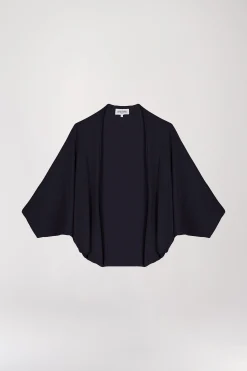 Veste poncho courte manches chauves-souris marine