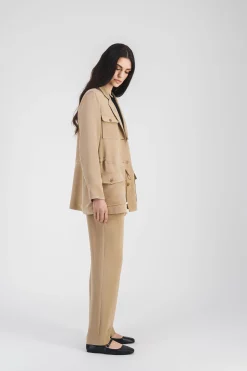 Veste saharienne en soie beige