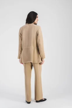 Veste saharienne en soie beige