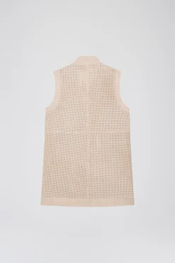 Veste sans manche en daim perforé beige clair