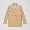Veste taileur croisée 4 boutons en beige