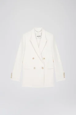 Veste taileur croisée 4 boutons en blanc optique