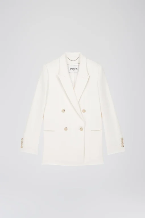 Veste taileur croisée 4 boutons en blanc optique