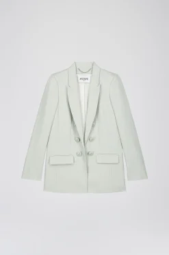 Veste taileur croisée 6 boutons en vert d'eau