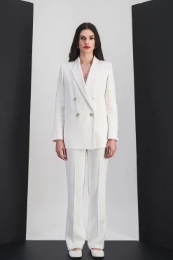 Veste taileur croisée 4 boutons en blanc optique