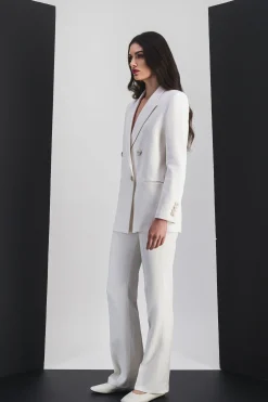 Veste taileur croisée 4 boutons en blanc optique