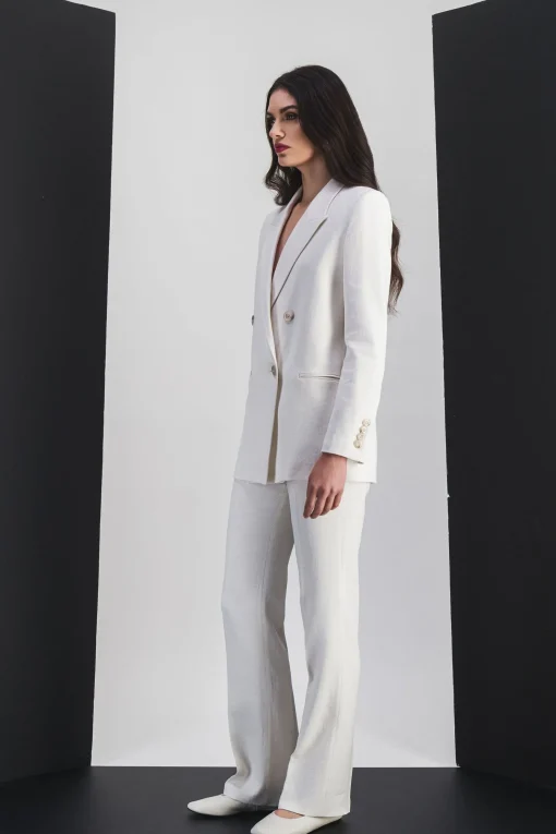 Veste taileur croisée 4 boutons en blanc optique