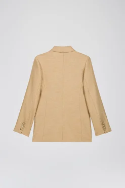 Veste taileur croisée 4 boutons en beige