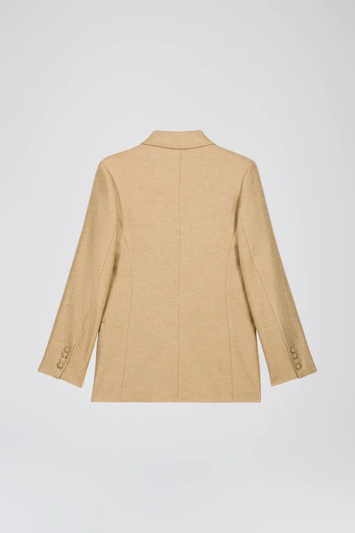 Veste taileur croisée 4 boutons en beige