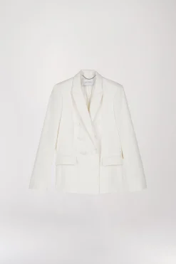 Veste tailleur croisée cintrée blanc