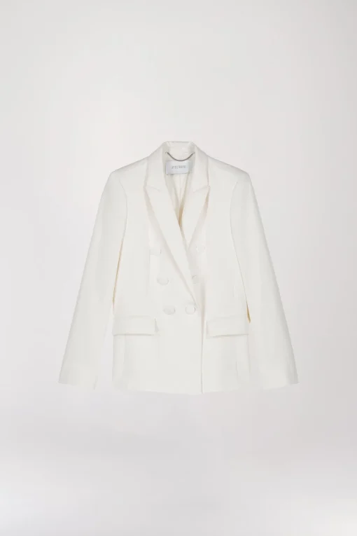 Veste tailleur croisée cintrée blanc