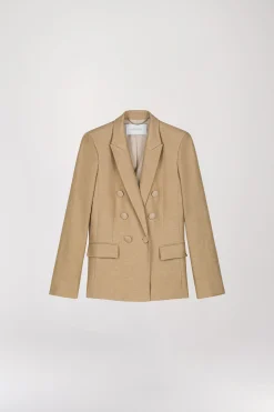 Veste tailleur croisée cintrée beige